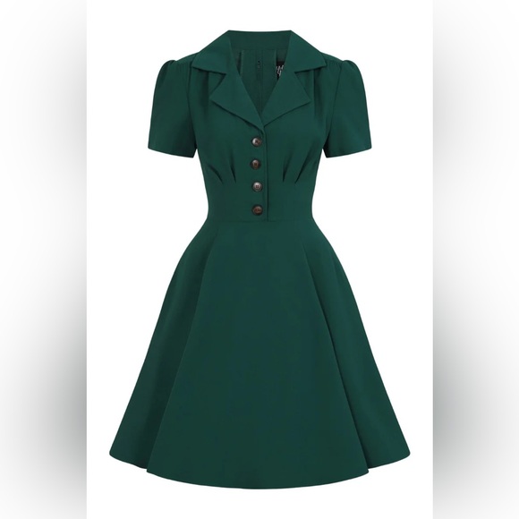 Hell Bunny Vera Lynn Midi Dress in Green Size UK 14 / US L - Picture 10 of 10